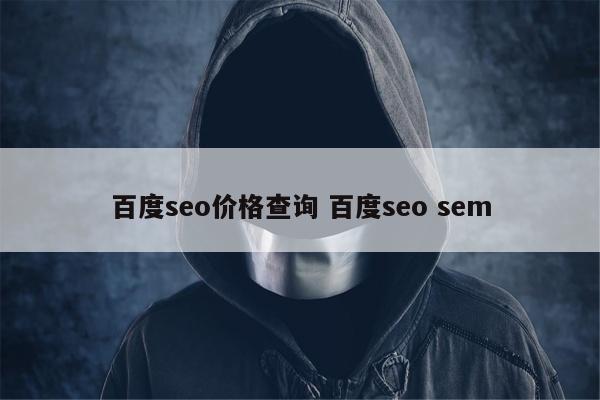 百度seo价格查询 百度seo sem