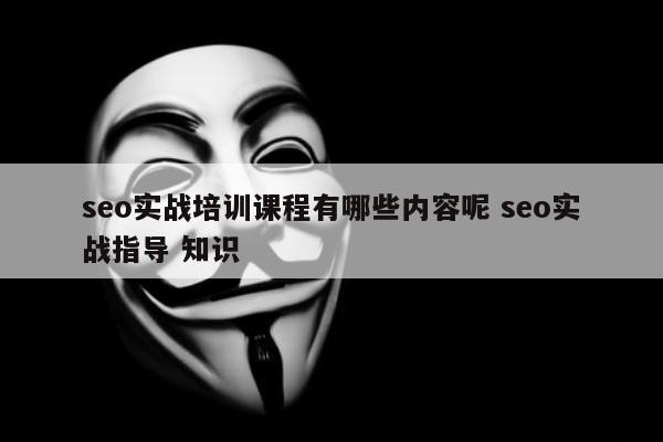 seo实战培训课程有哪些内容呢 seo实战指导 知识