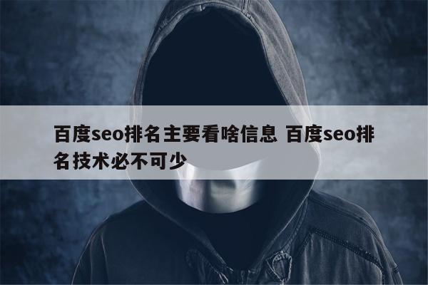 百度seo排名主要看啥信息 百度seo排名技术必不可少