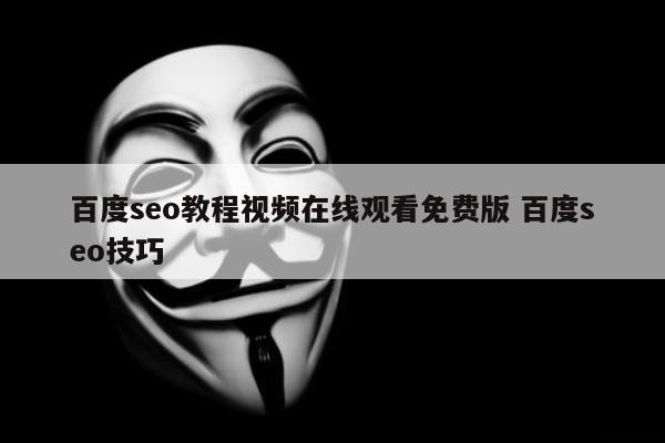 百度seo教程视频在线观看免费版 百度seo技巧