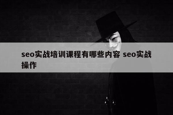 seo实战培训课程有哪些内容 seo实战操作