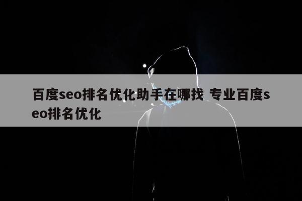 百度seo排名优化助手在哪找 专业百度seo排名优化